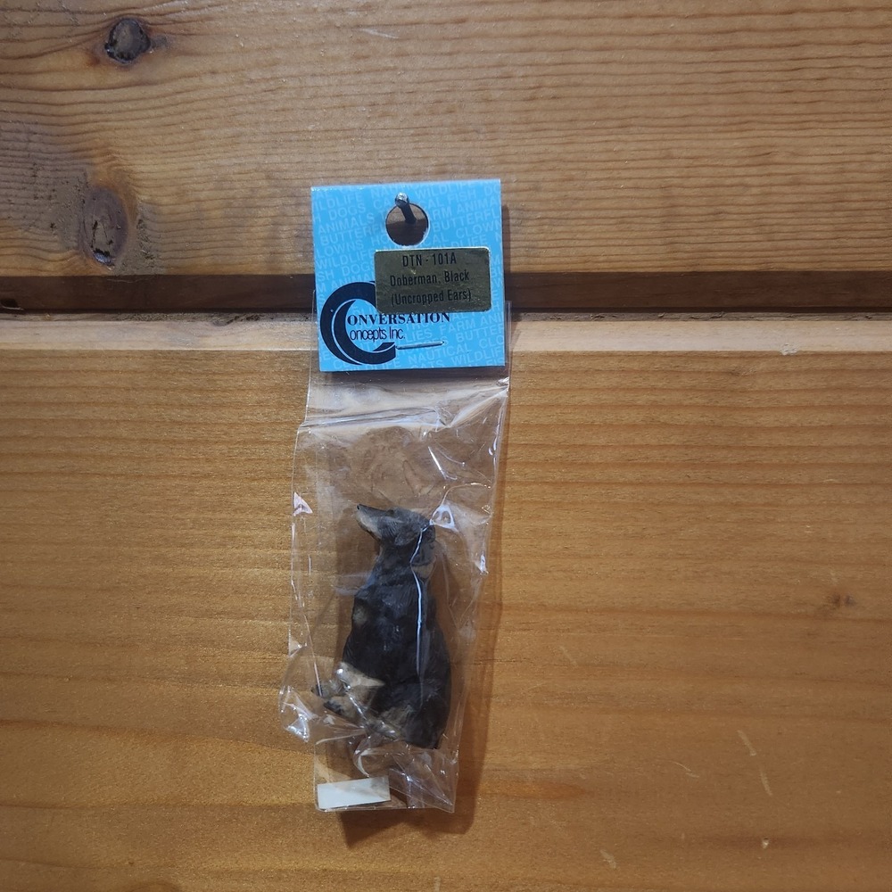 Black Doberman UnCropped Ear Dog Figurine Conversation Concept DTN-101A Vintage